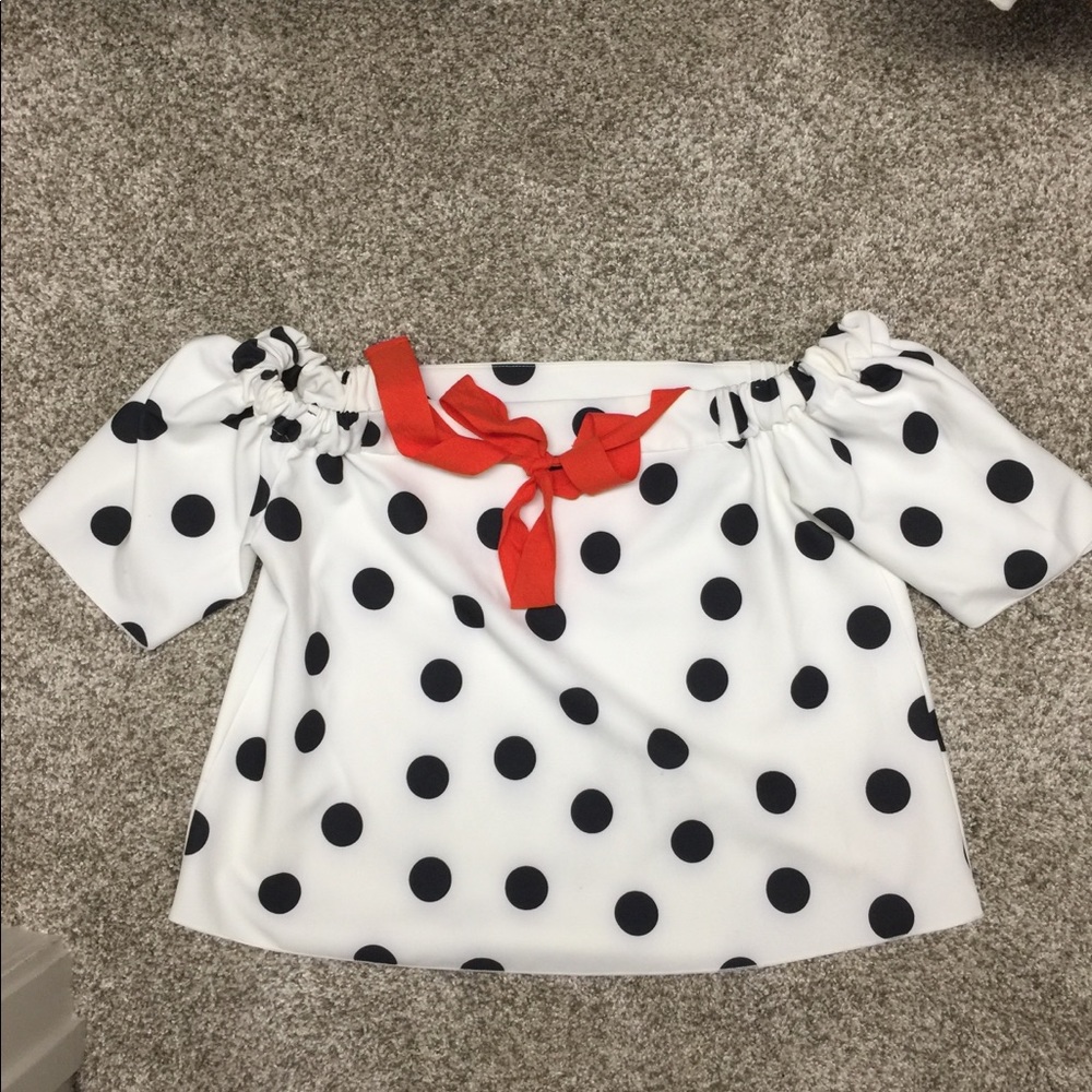 Zara | Polka Dot Off-The-Shoulder Top | Sz Small